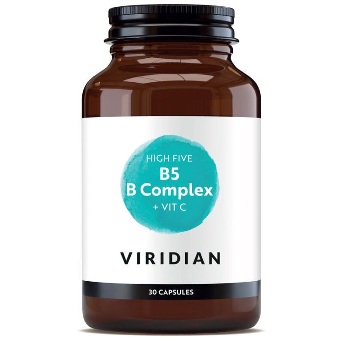 VIRIDIAN B kompleksas „High five“ + vitaminas C - 30 kapsulių