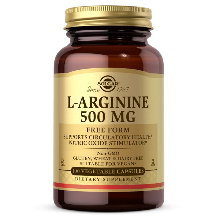 SOLGAR L-argininas 500 mg – 100 kapsulių