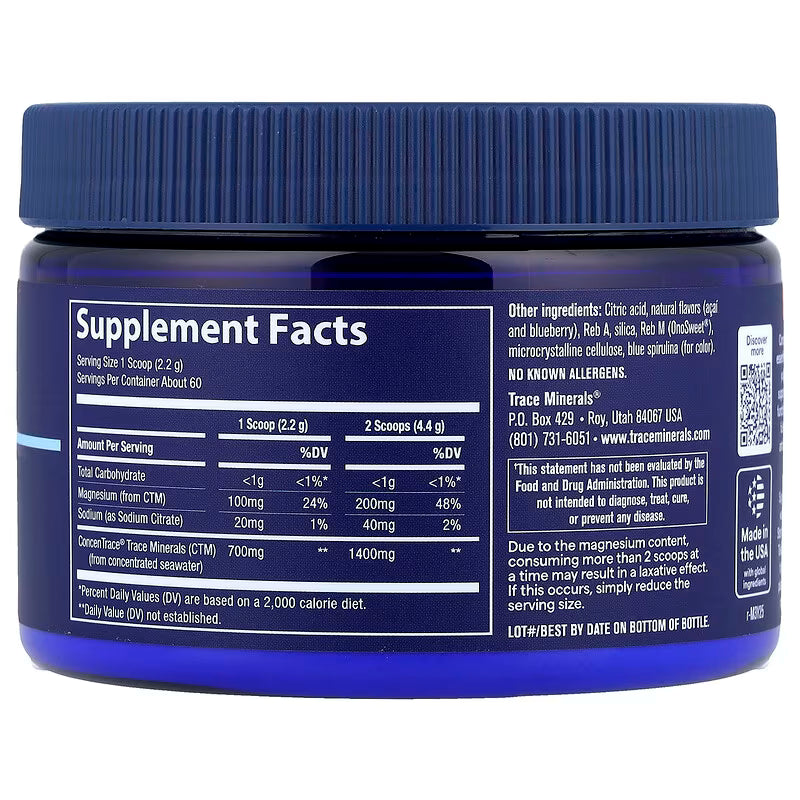 TRACE MINERALS kasdieniai mineralų milteliai, Natural Blue Acai skonio - 132 g