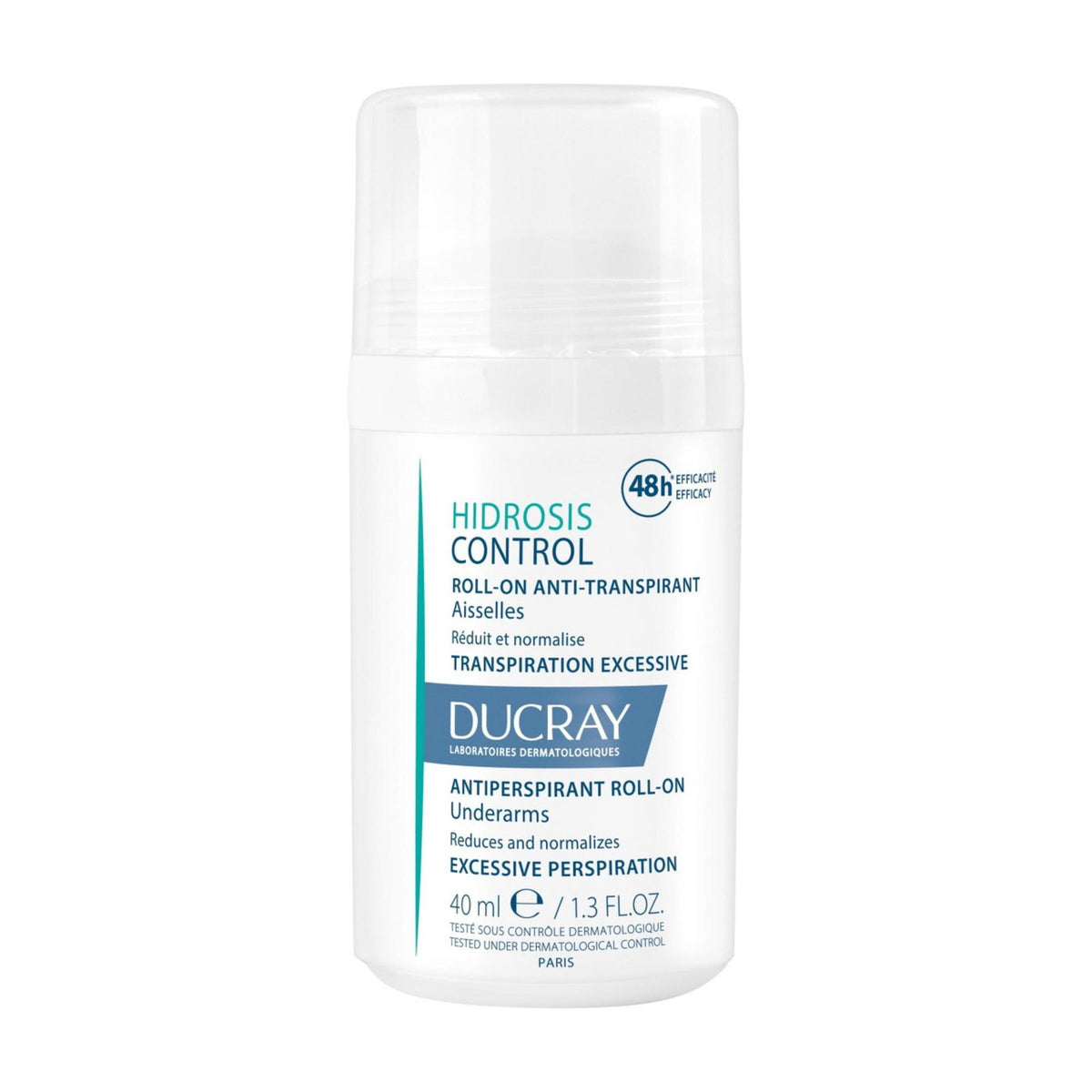 Ducray, Hidrosis Control, Anti-Perspirant, Deodorant Roll-On, Unisex, 40 ml
