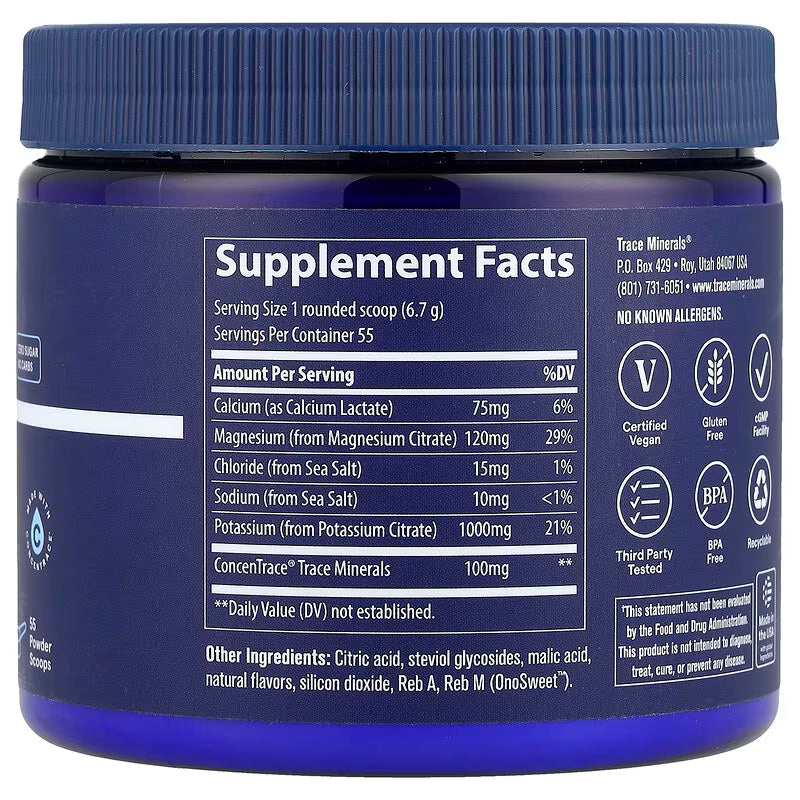 TRACE MINERALS keto elektrolitų milteliai, Lemon Lime skonio - 369 g