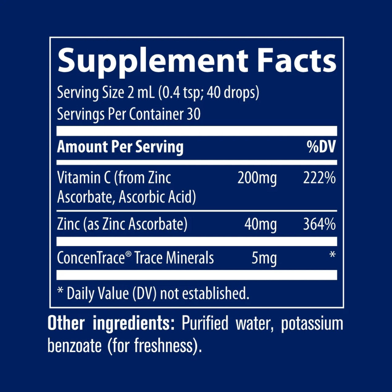 TRACE MINERALS vitaminas C + joninis cinkas - 59 ml