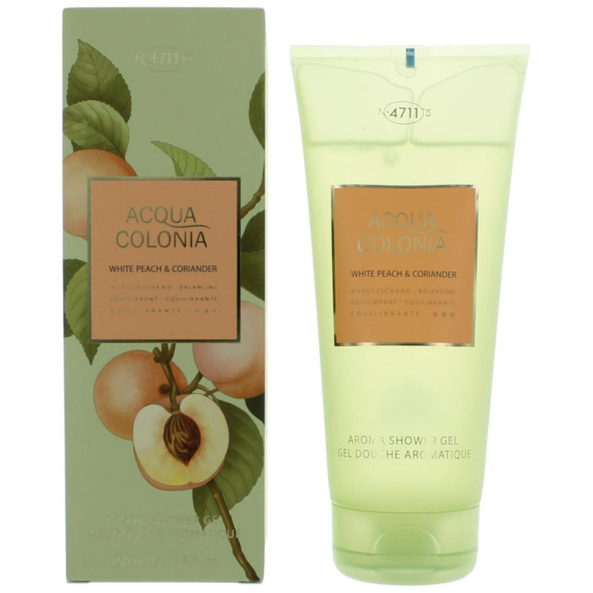 4711 Acqua Colonia baltųjų persikų ir kalendros drėkinamasis dušo želė kūnui, visiems odos tipams, 200 ml