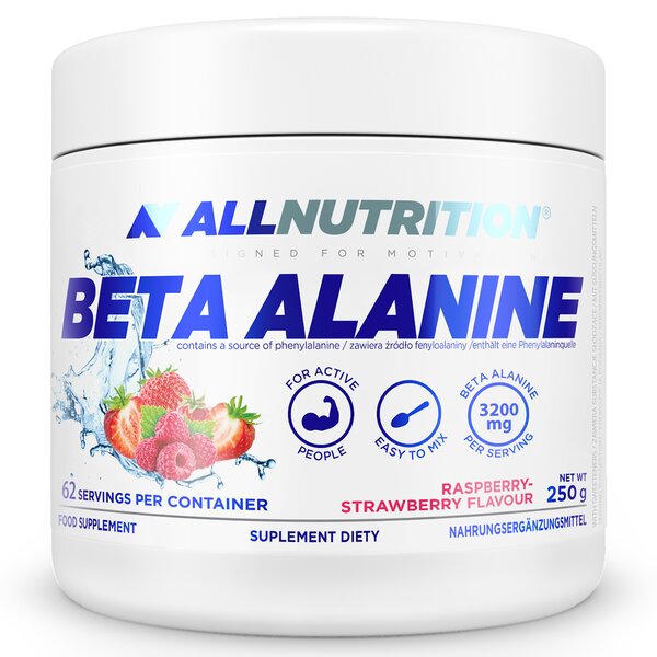 Allnutrition beta alaninas, aviečių ir braškių skonio – 250 g
