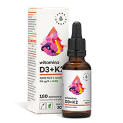 Aura Herbals vitamino D3 2000 TV + K2mk7 - 30 ml lašai