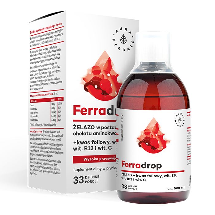 Aura Herbals Ferradrop (geležis + folio rūgštis) - 500 ml