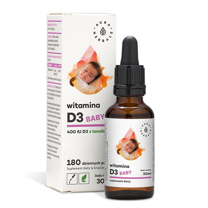 Aura Herbals vitaminas D3 kūdikiams vaikams 400 TV - 30 ml lašais