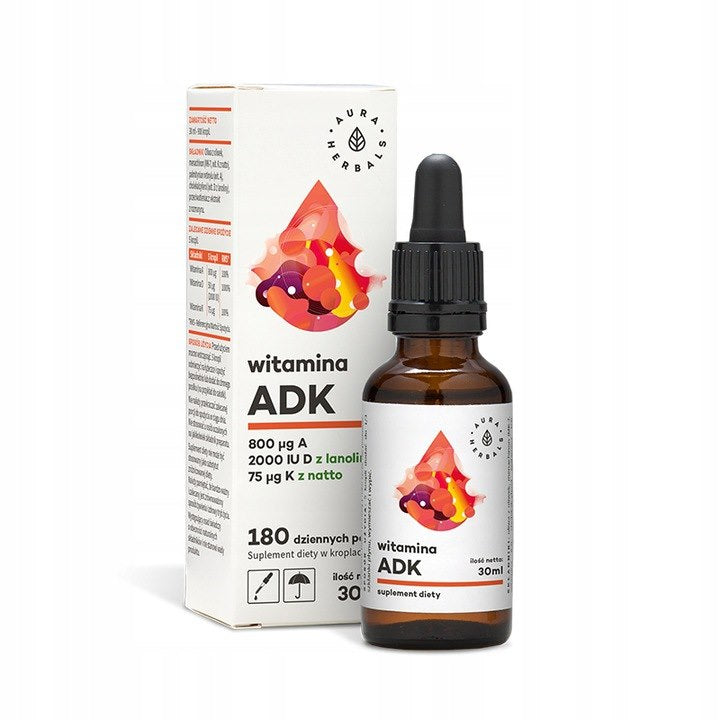 Aura Herbals vitaminas A + D3 2000 TV + K2mk7 - 30 ml