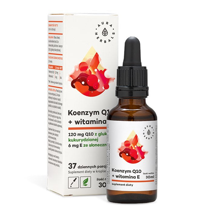 Aura Herbals kofermento Q10 ir vitamino E lašai - 30 ml