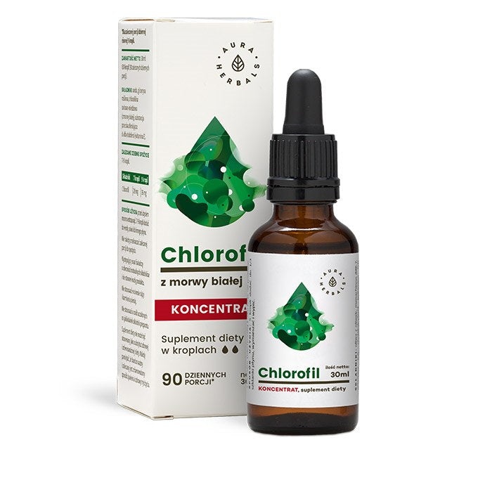 Aura Herbals baltojo šilkmedžio chlorofilo lašai - 30 ml
