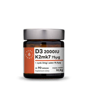 Aura Herbals vitaminas D3 2000 TV + K2mk7 + cinkas + selenas - 90 tablečių