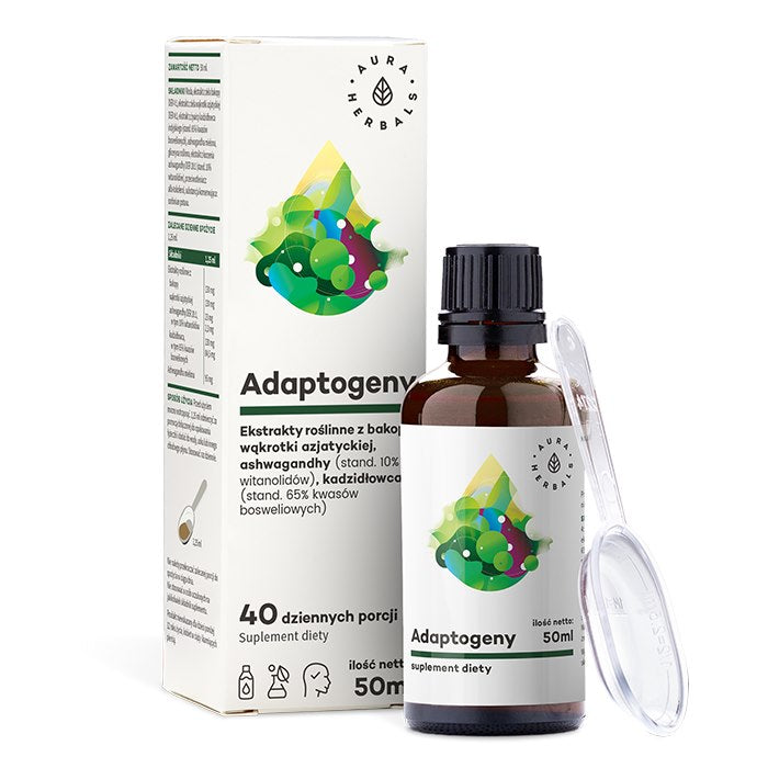 Aura Herbals Adaptogens - 100 % natūralūs augalų ekstraktai - 50 ml