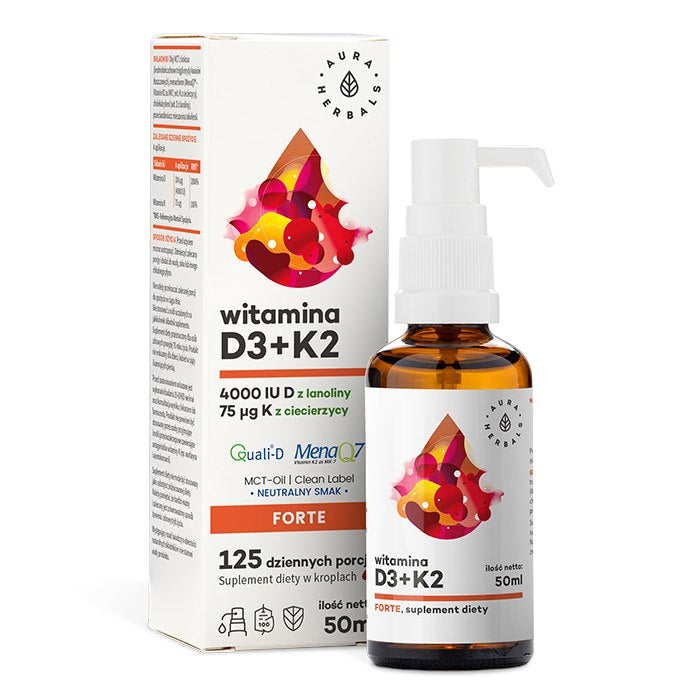 Aura Herbals Vitaminas D3 4000 TV + K2MK7 - 50 ml