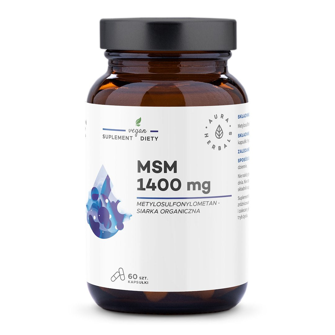 AURA HERBALS MSM 1400 mg, siarka organiczna (60 kaps.)