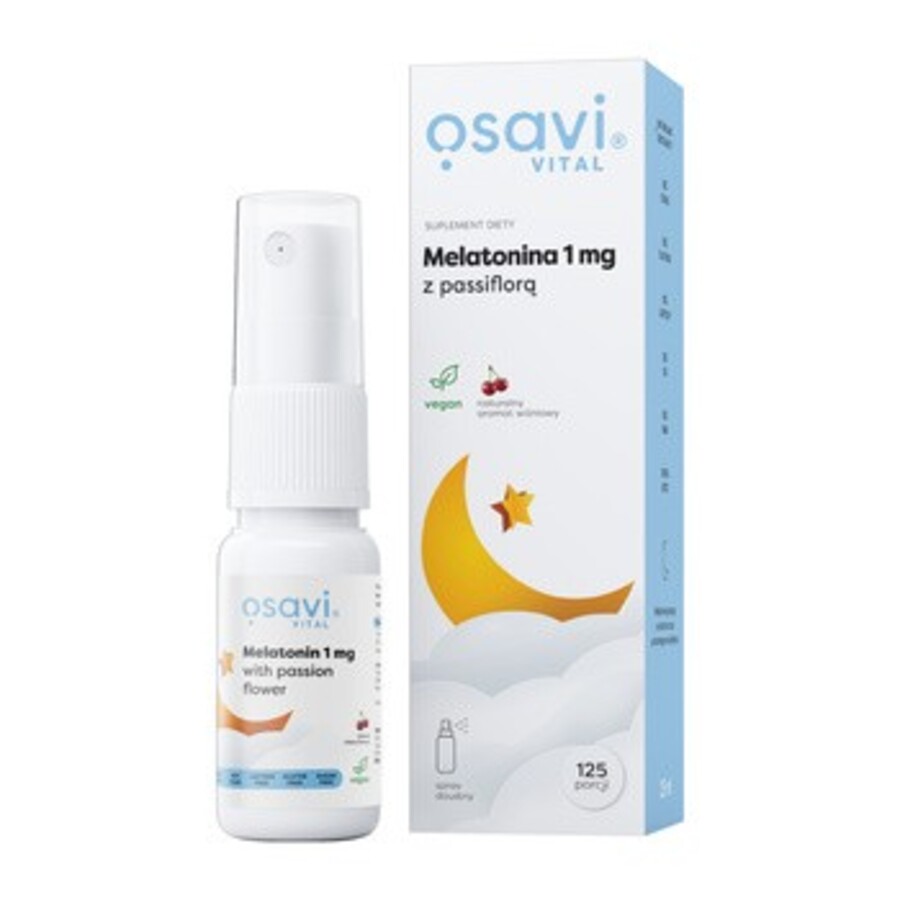 Osavi melatonino ir pasiflorų skonio burnos purškalas 1 mg - 25 ml