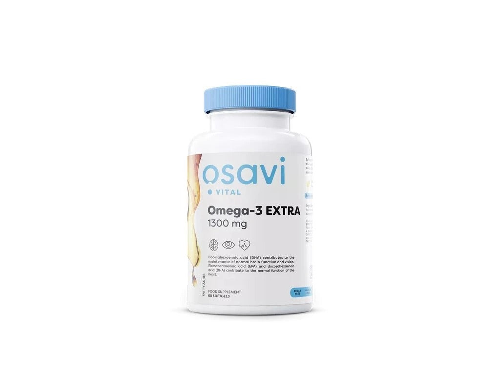 Osavi Omega-3 Extra molekuliniu būdu distiliuotas 1300 mg - 60 kapsulių su citrinų skoniu