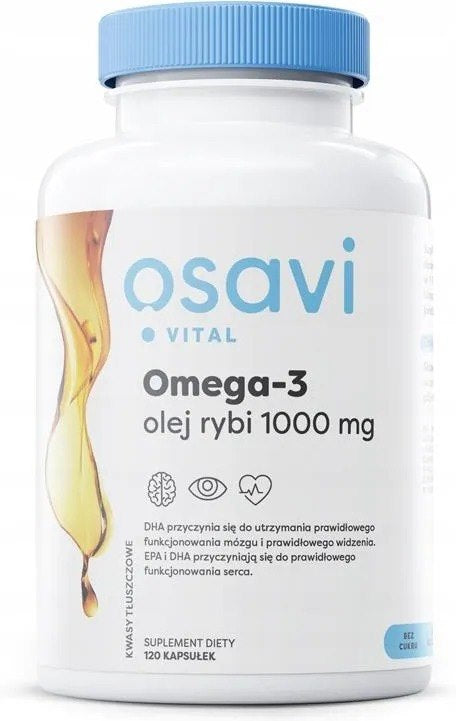 Osavi Omega-3 žuvų taukai, molekuliniu būdu distiliuoti, 1000 mg - 120 kapsulių
