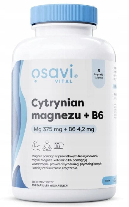 Osavi magnio citratas 375 mg + vitaminas B6 4,2 mg - 180 kapsulių