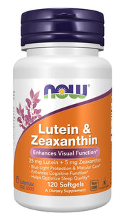 NOW FOODS Luteina 25 mg i Zeaksantyna 5 mg (120 kaps.)