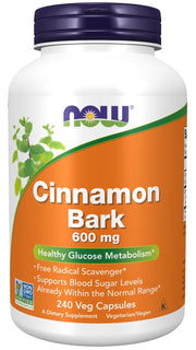 NOW FOODS Cinnamon Bark - Cynamon 600 mg (240 kaps.)