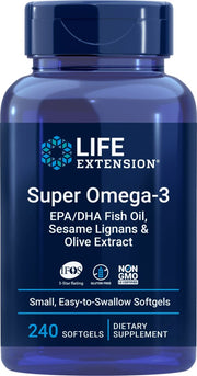 LIFE EXTENSION Super Omega-3 EPA/DHA z Lignanami Sezamowymi i Ekstraktem z Oliwek (240 kaps.)