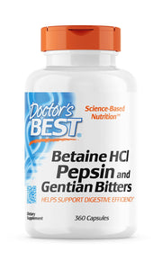 DOCTOR'S BEST Betaina HCL + Pepsyny + Korzeń Goryczki (360 kaps.)