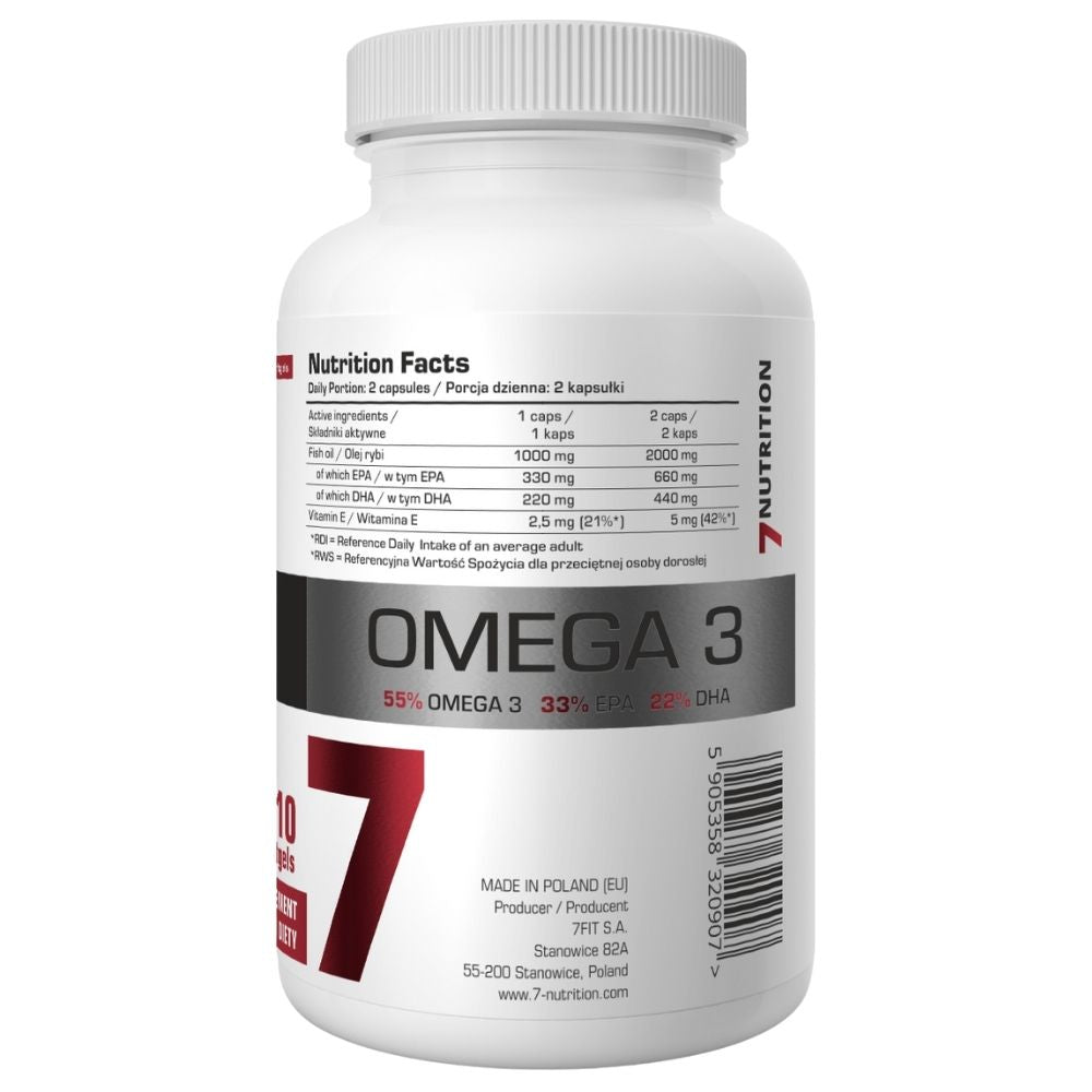 7NUTRITION Omega 3 1000 mg - 110 kapsulių