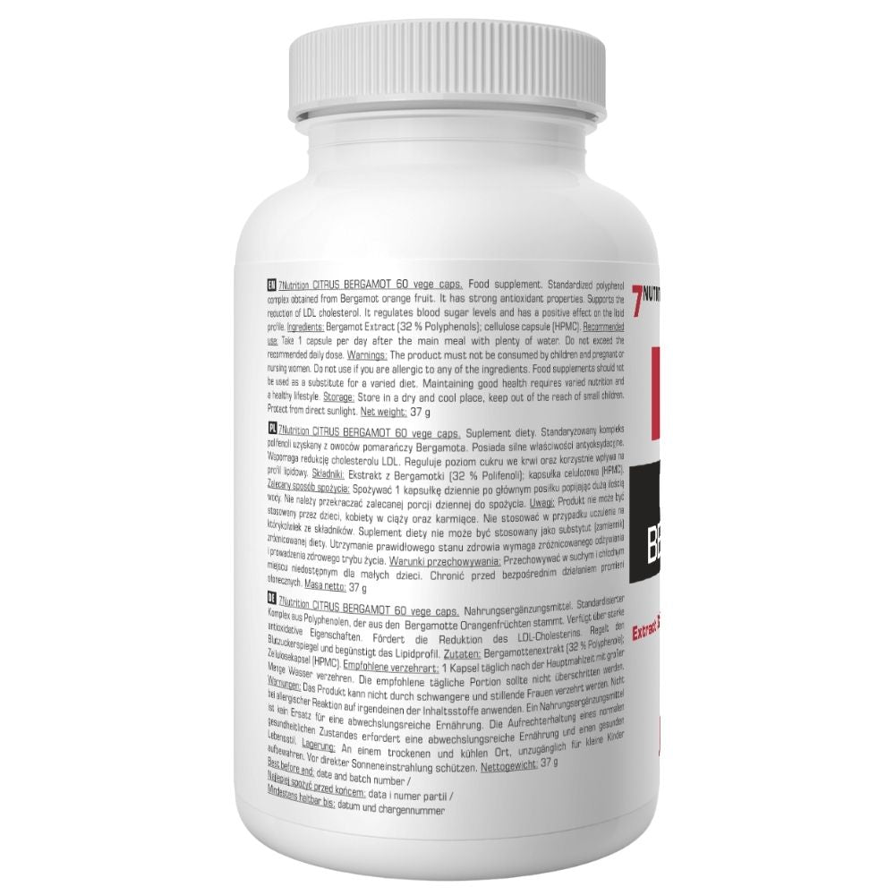 7NUTRITION bergamotė 500 mg - 60 kapsulių