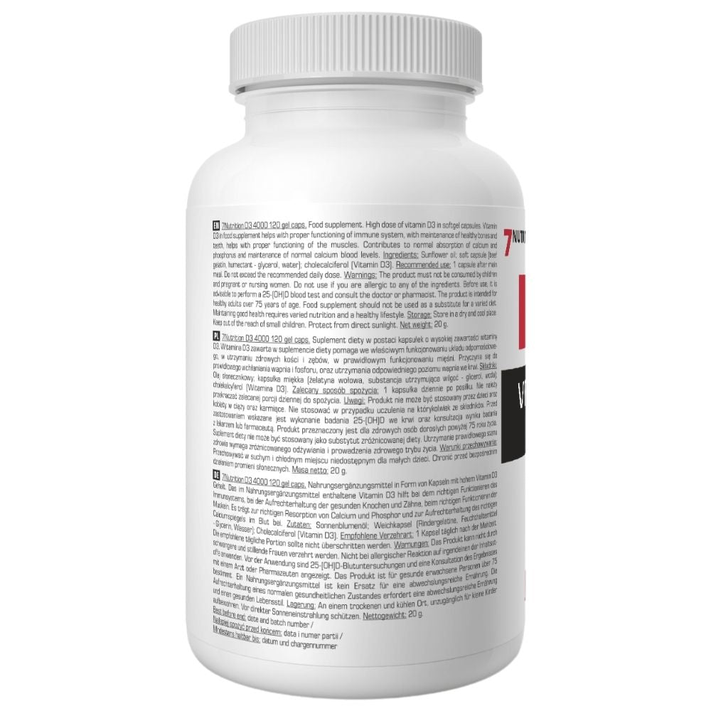 7NUTRITION Vitaminas D3 4000 TV - 120 kapsulių