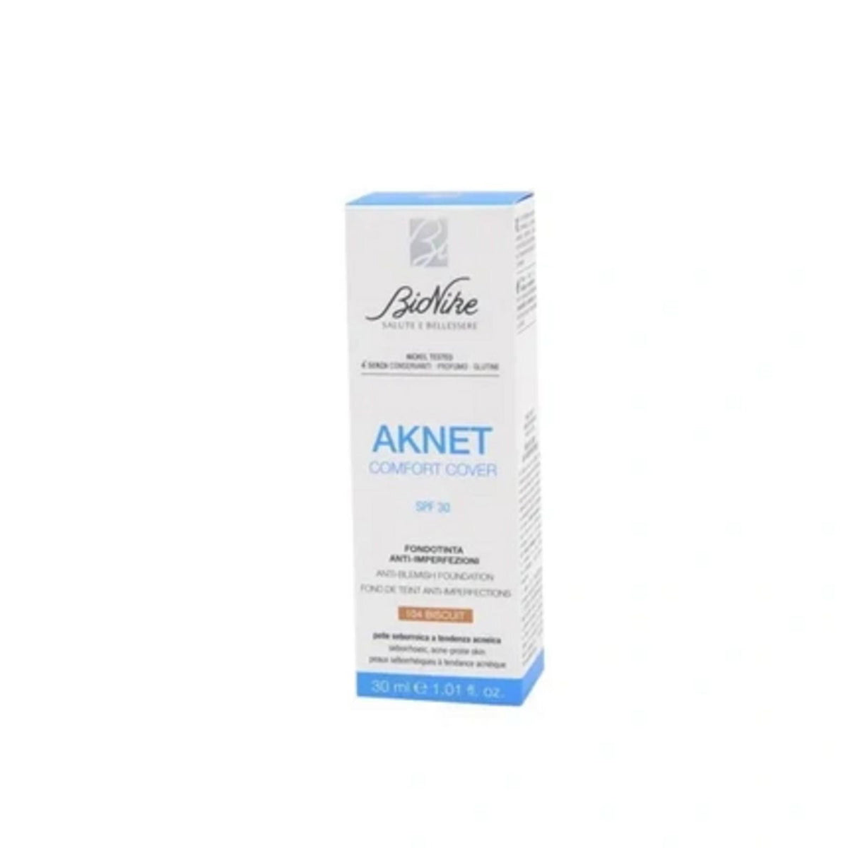 BioNike, Comfort Cover, Matte & Covering, Liquid Foundation, 104, Biscuit, SPF 30, 30 ml