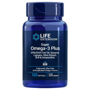 LIFE EXTENSION Super Omega-3 Plus EPA/DHA su sezamo lignanais, alyvuogių ekstraktu, krilio aliejumi ir astaksantinu EU – 120 kapsulių