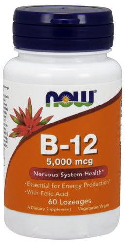 Produkto nuotrauka: NOW Foods Vitamin B-12 with Folic Acid, 5000mcg - 60 pastilių