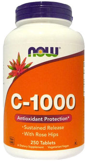 NOW Foods Vitamin C - 1000 su erškėtuogėmis - pailginto atpalaidavimo - 250 tablečių