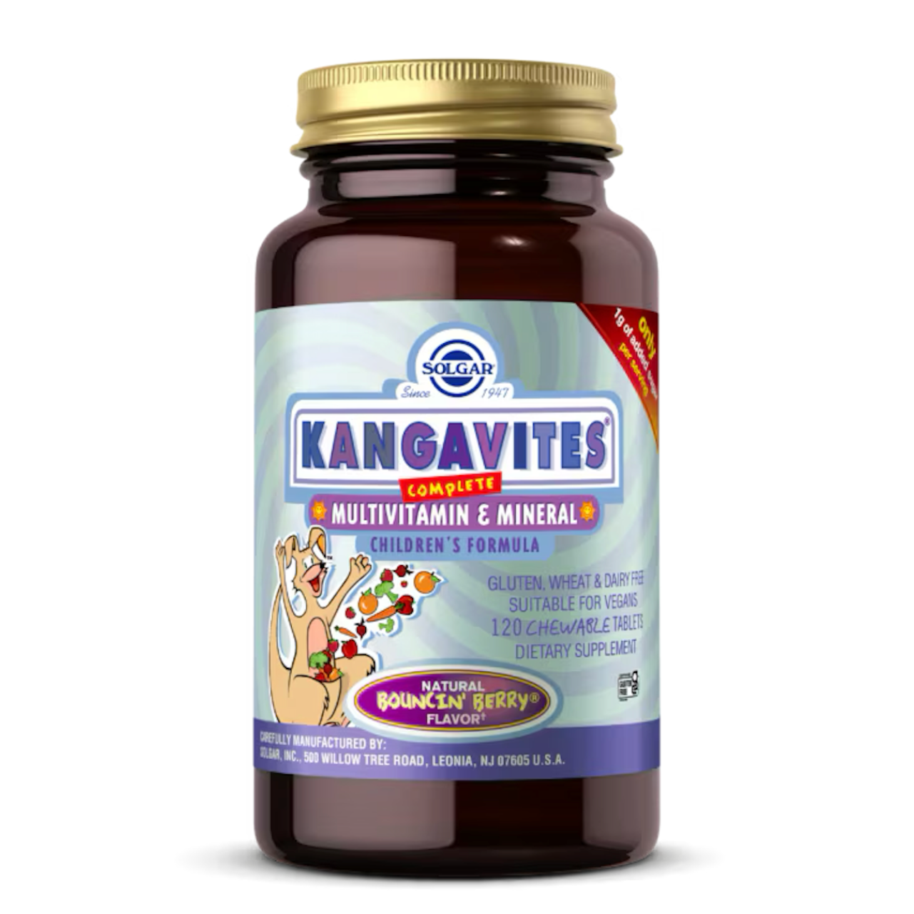 SOLGAR Kangavites® multivitaminai ir mineralai vaikams, uogų skonio – 120 tablečių