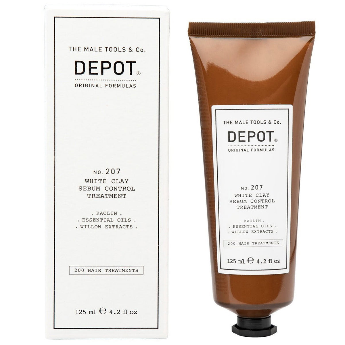 Depot, 200 Hair Treatments No. 207, Kaolin, Scalp Treatment Cream Mask, For Regulation Of Excessive Sebum, 125 ml