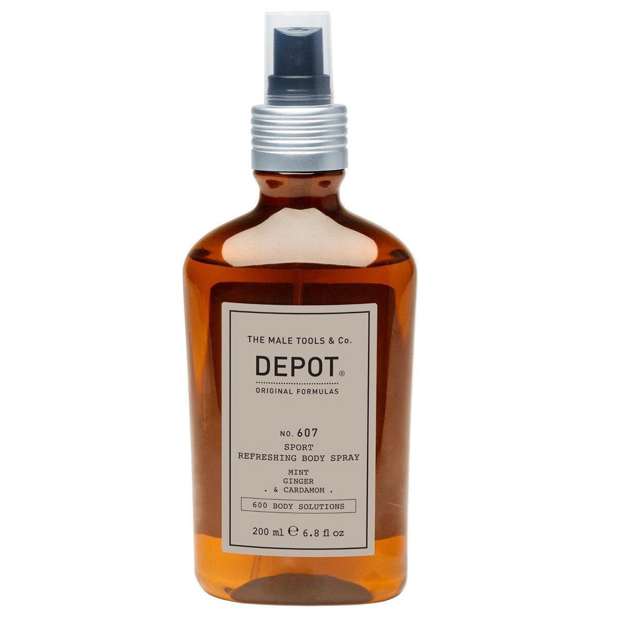 Depot, 600 Body Solutions No. 607, Botanical Complex, Refreshing, Body Spray, For Face & Body, Mint, Ginger & Cardamom, 200 ml
