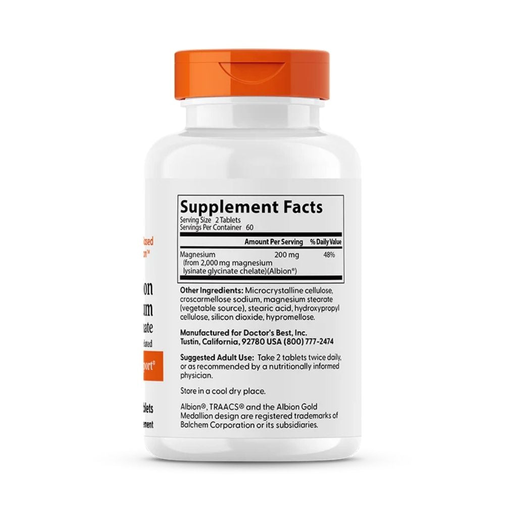 Doctor's Best didelės absorbcijos magnio tabletės, 100 mg – 120 tablečių