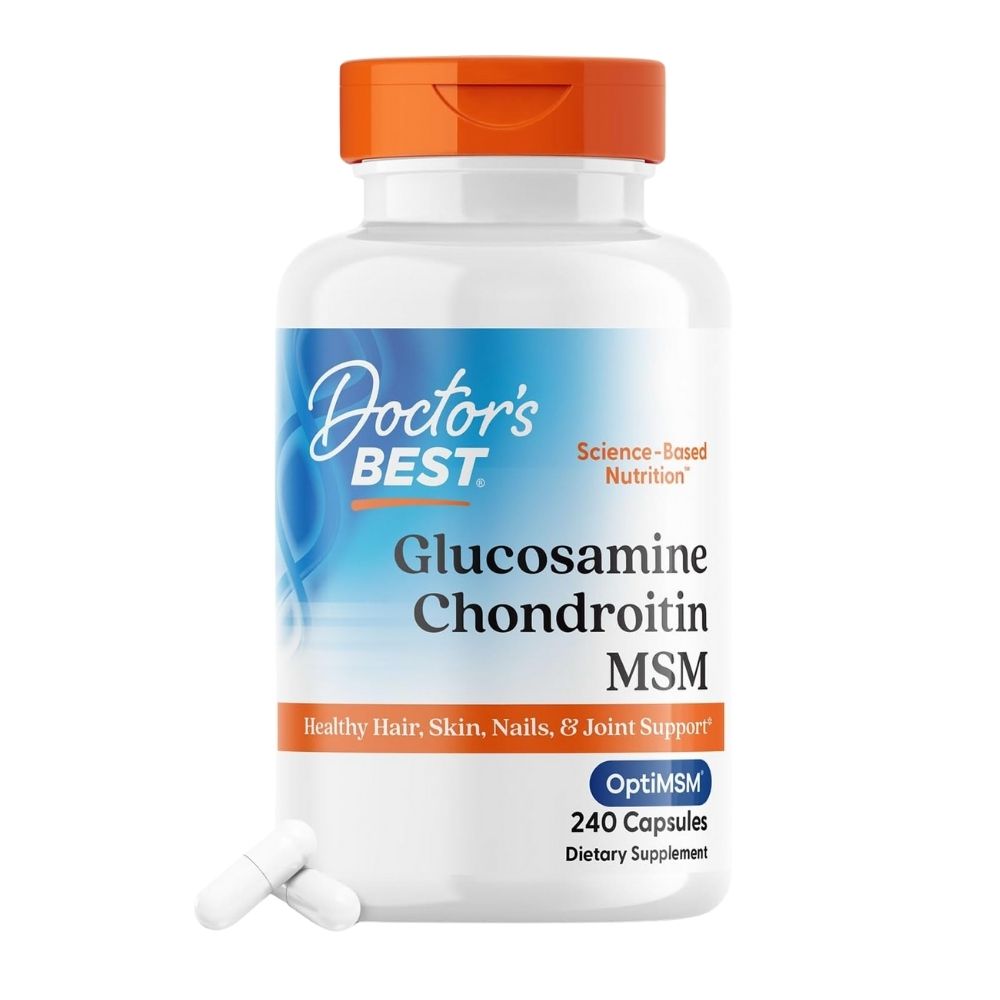 Doctor's Best gliukozamino ir chondroitino MSM su OptiMSM – 240 kapsulių