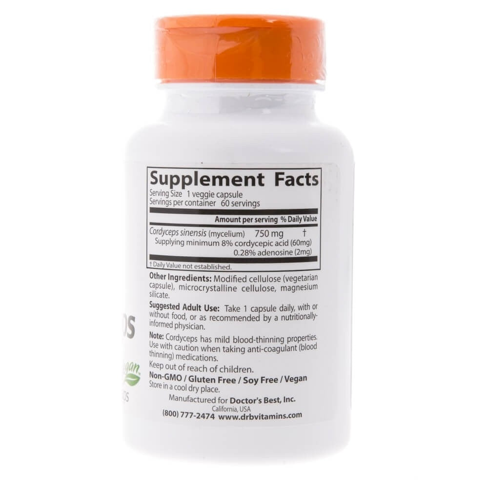 Doctor's Best Ultra Cordyceps 750 mg – 60 kapsulių