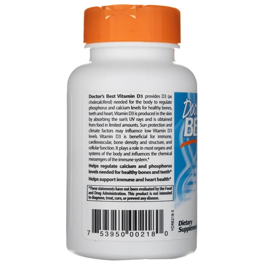 Doctor's Best vitaminas D3 5000 TV – 180 kapsulių