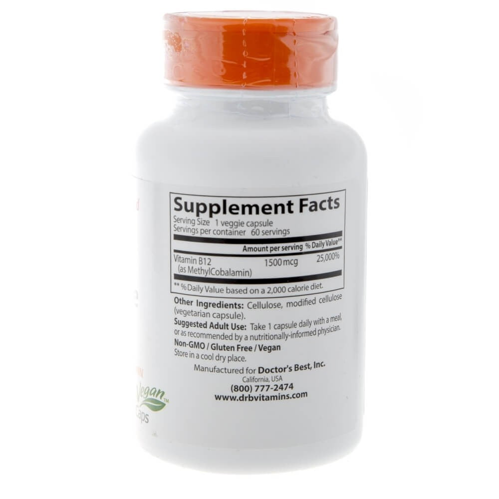 Doctor's Best pilnai aktyvus vitaminas B12 1500 mcg – 60 kapsulių