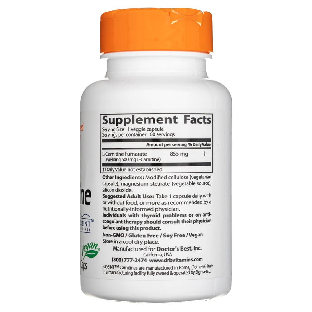 Doctor's Best L-karnitino fumaratas su Biosint karnitinais 855 mg – 60 kapsulių