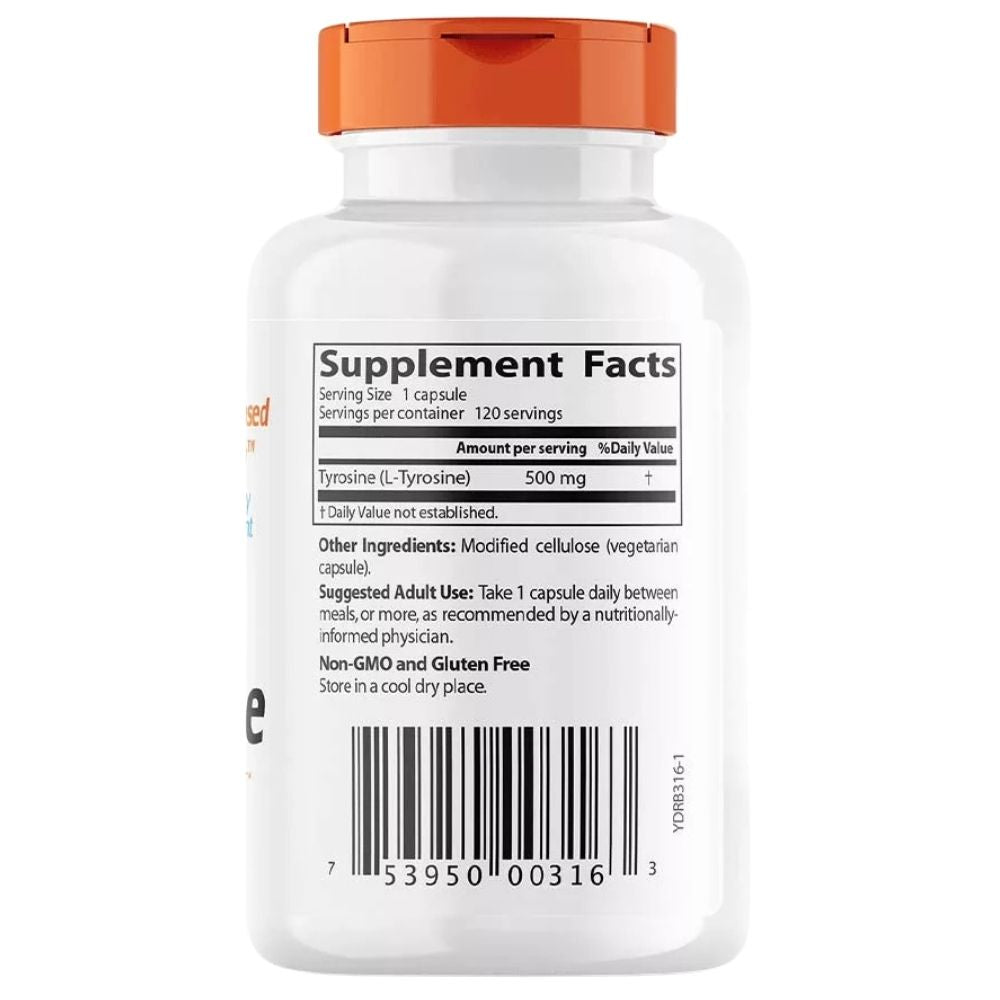Doctor's Best L-tirozinas 500 mg – 120 kapsulių