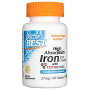 Doctor's Best didelės absorbcijos geležis su Ferrochel 27 mg – 120 tablečių