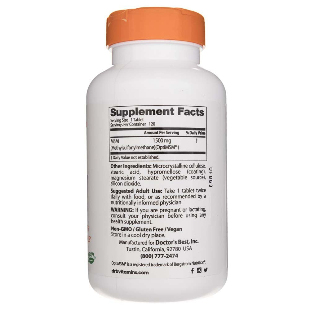 Doctor's Best MSM su OptiMSM 1500 mg – 120 tablečių