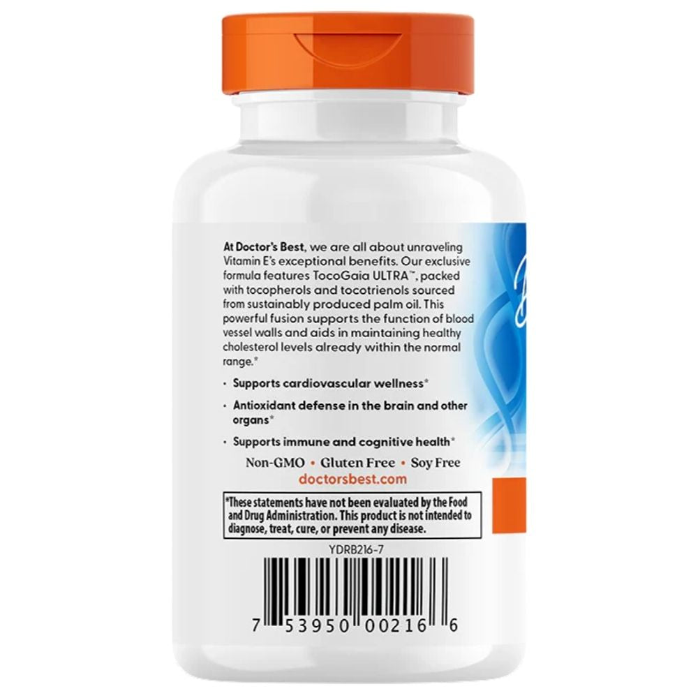 Doctor's Best vitaminas E, tokotrienoliai 50 mg – 60 kapsulių