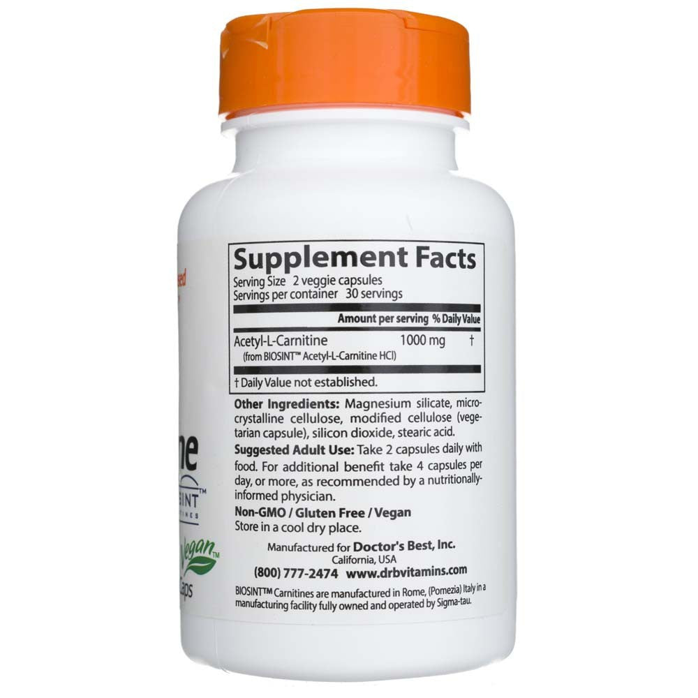 Doctor's Best acetil-L-karnitinas 500 mg – 60 kapsulių