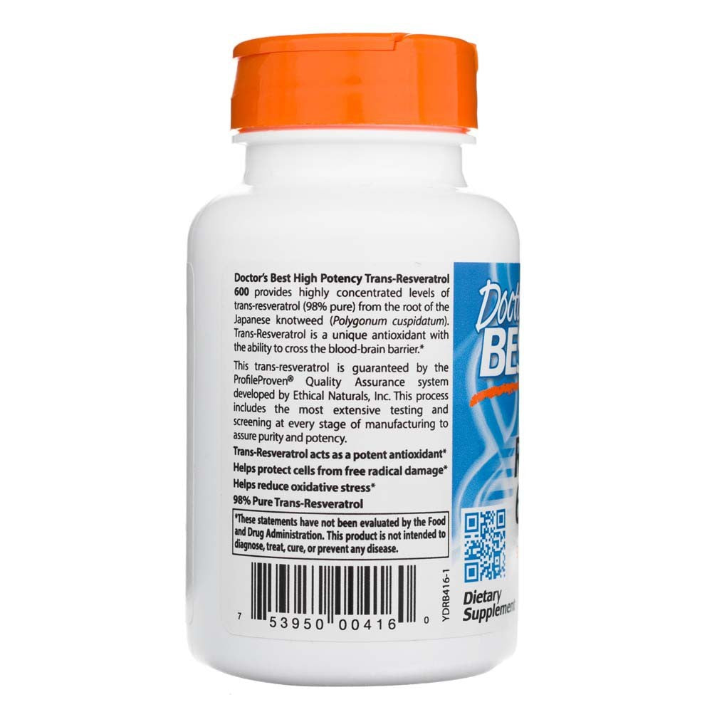 Doctor's Best didelės koncentracijos trans-resveratrolis 600 mg – 60 kapsulių