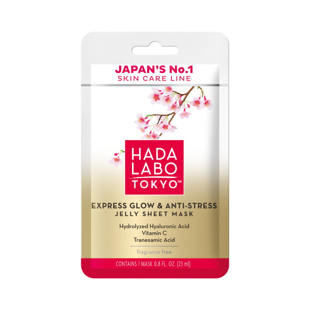 Hada Labo Tokyo, Premium, Hyaluronic Acid, Glow & Anti Stress, Sheet Mask, Face, Day, 23 ml