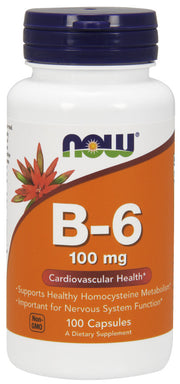 NOW Foods vitaminas B - 6, 100 mg - 100 kapsulių